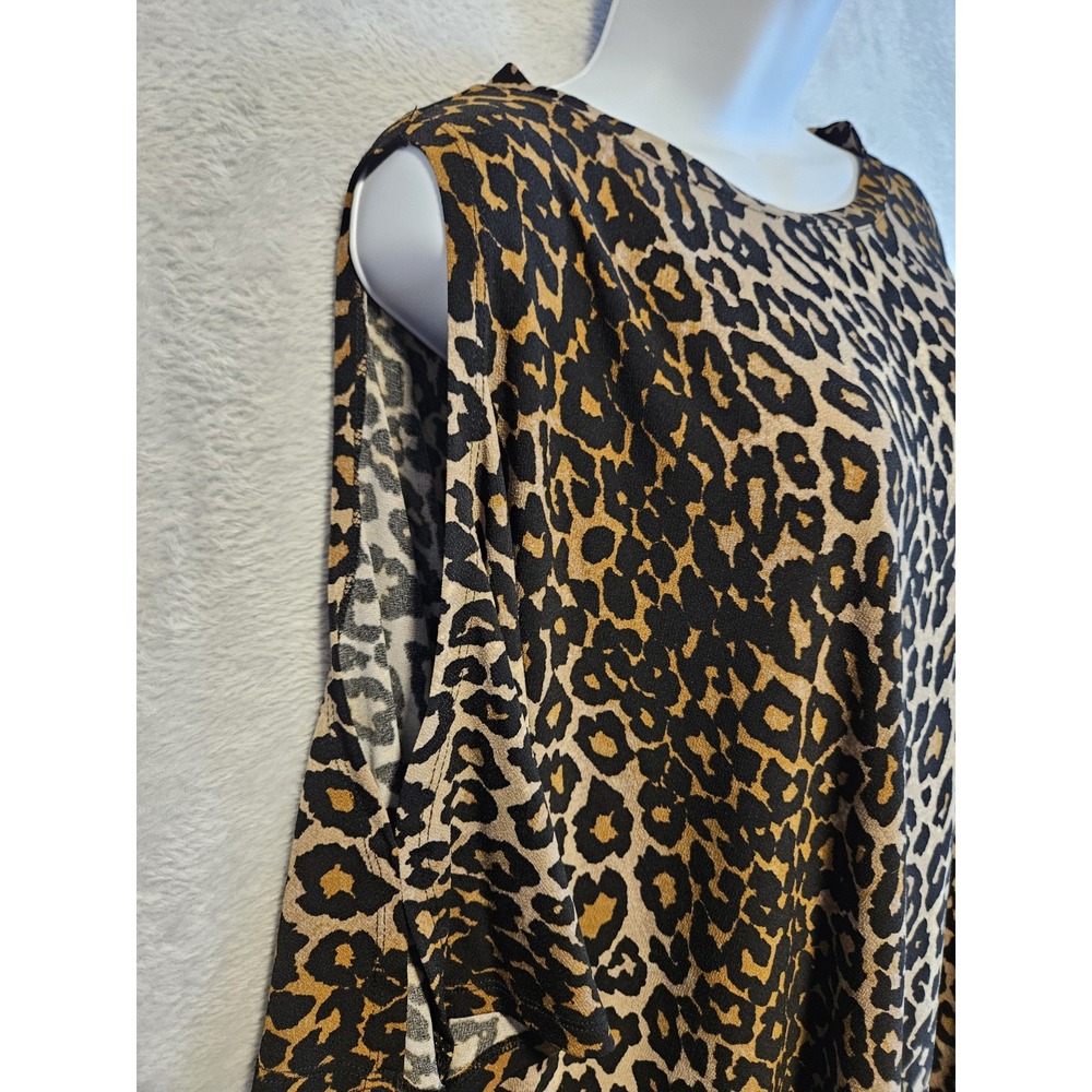 Rachel Roy Womens Top 2X Cheetah Animal Print Dolman Split Sleeve EUC - Picture 6 of 14